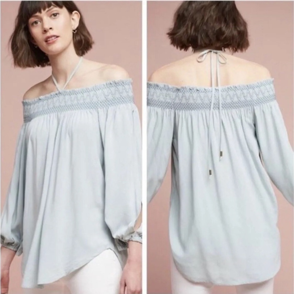 Anthropologie Holding Horses Rosario Off-The-Shoulder Embroidered Peasant Top M